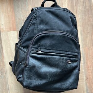 Black Backpack with Black Leather And Suede Accents